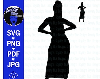CELINA, silhouette, curvy, woman svg, png, hand on hip pose, thick girl, black women, ponytail, curves, cut file, digital download, best