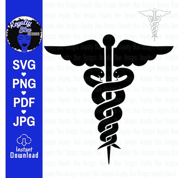 Caduceus Medical Symbol, svg, png, pdf, Logo, Nursing Field, RN, CNA, Medicine, Caregivers, Practitioners, MVPs, Professionals, Patient Care