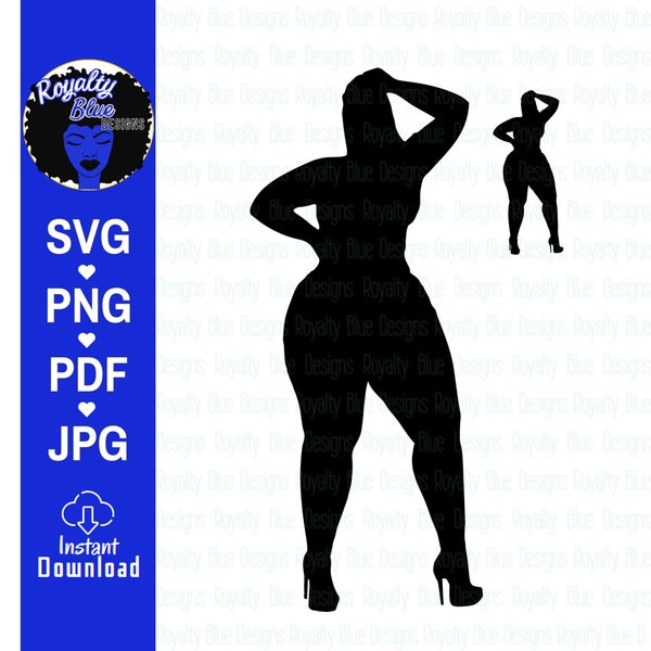 DAISY SILHOUETTE BBW, curvy woman posing, thick big girl, nude bbw black women, silhouettes, svg cut file, digital, instant, best seller
