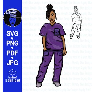 LOCCED UP Nurse, PURPLE Scrubs, locs, svg, png, pdf, Registered Nurse, Caregiver rn, lvn, Nurses Rock, Natural Hair, hospital, cna, Medical