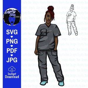 LOCCED UP Nurse, GRAY Scrubs, locs, svg, png, Registered Nurse, Caregiver rn, black Nurses Rock, Natural Hair, hospital, cna, Medical,
