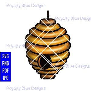 May include: A cartoon illustration of a yellow and brown beehive with a black entrance hole.