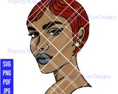 JINA 8, red hair, svg, png, woman with short cut, beautiful skin, red head, beauty, pearl earring, gorgeous girl, cricut digital download