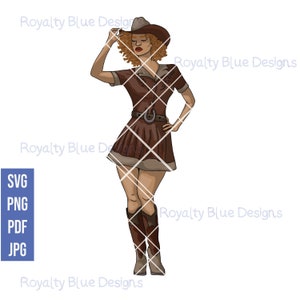 Cowgirls 1, Svg, Png, Curvy Ginger Cowgirl With Natural Afro Hair