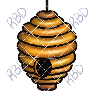May include: A yellow and brown beehive with a round entrance hole. The beehive is made of wax and has a textured surface.