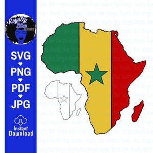 SENEGAL AFRYKA, flaga w kształcie kontynentu, Afryka Zachodnia, Senegalu, zielony, żółty, czerwony, flagi, Ojczyzna, czarne korzenie, svg, png, clipart