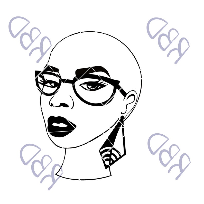 Download RISSA RED svg png pdf BALD black woman short afro | Etsy