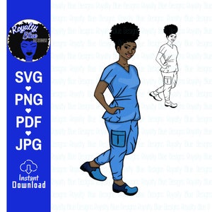 NURSE 2 MVPs, Blue Scrubs, svg, png, pdf, Registered Nurse, Caregiver RN, LVN, Nurses Rock, Stethoscope, hospital, cna, afro, black women