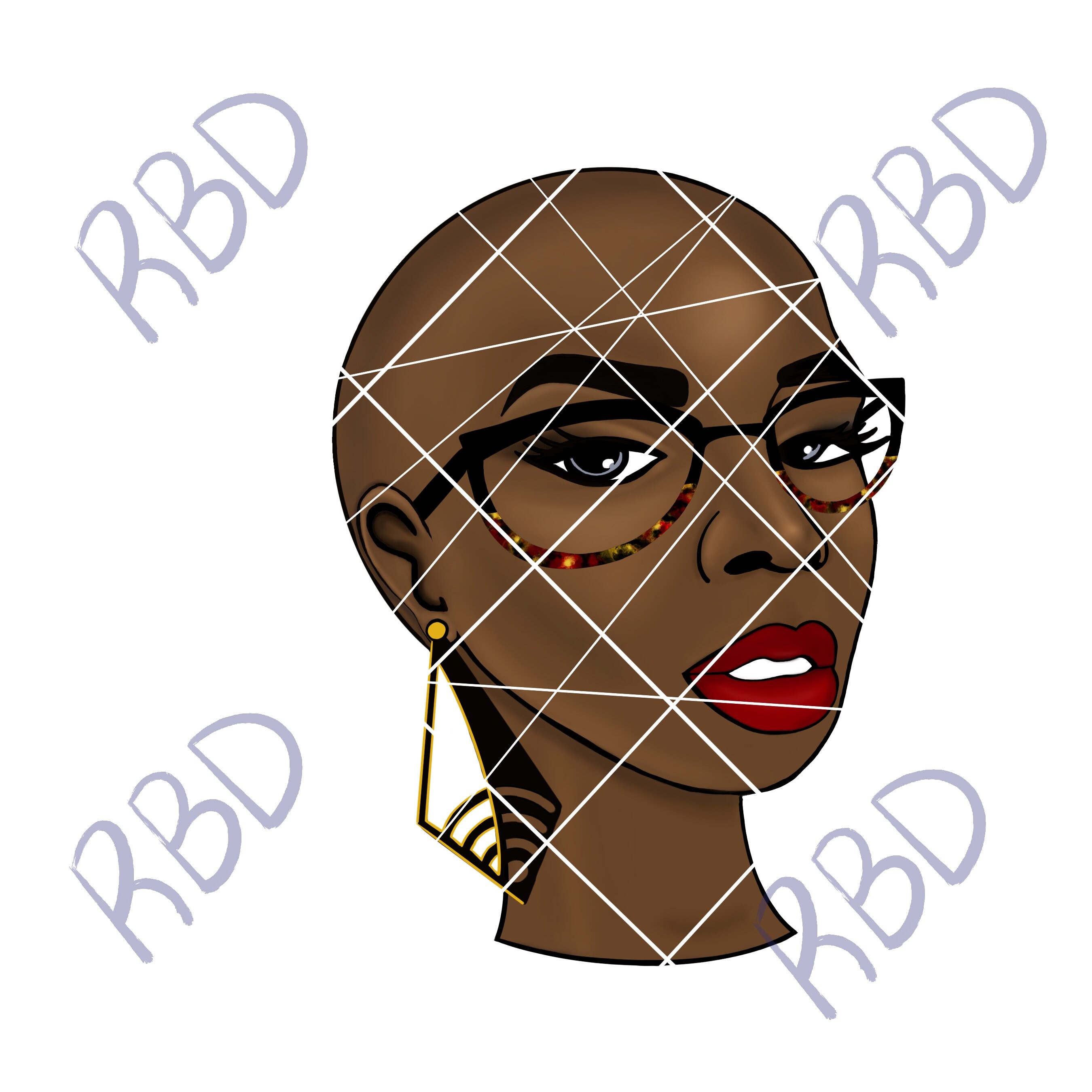 Download RISSA RED, svg, png, pdf, BALD black woman, digital download