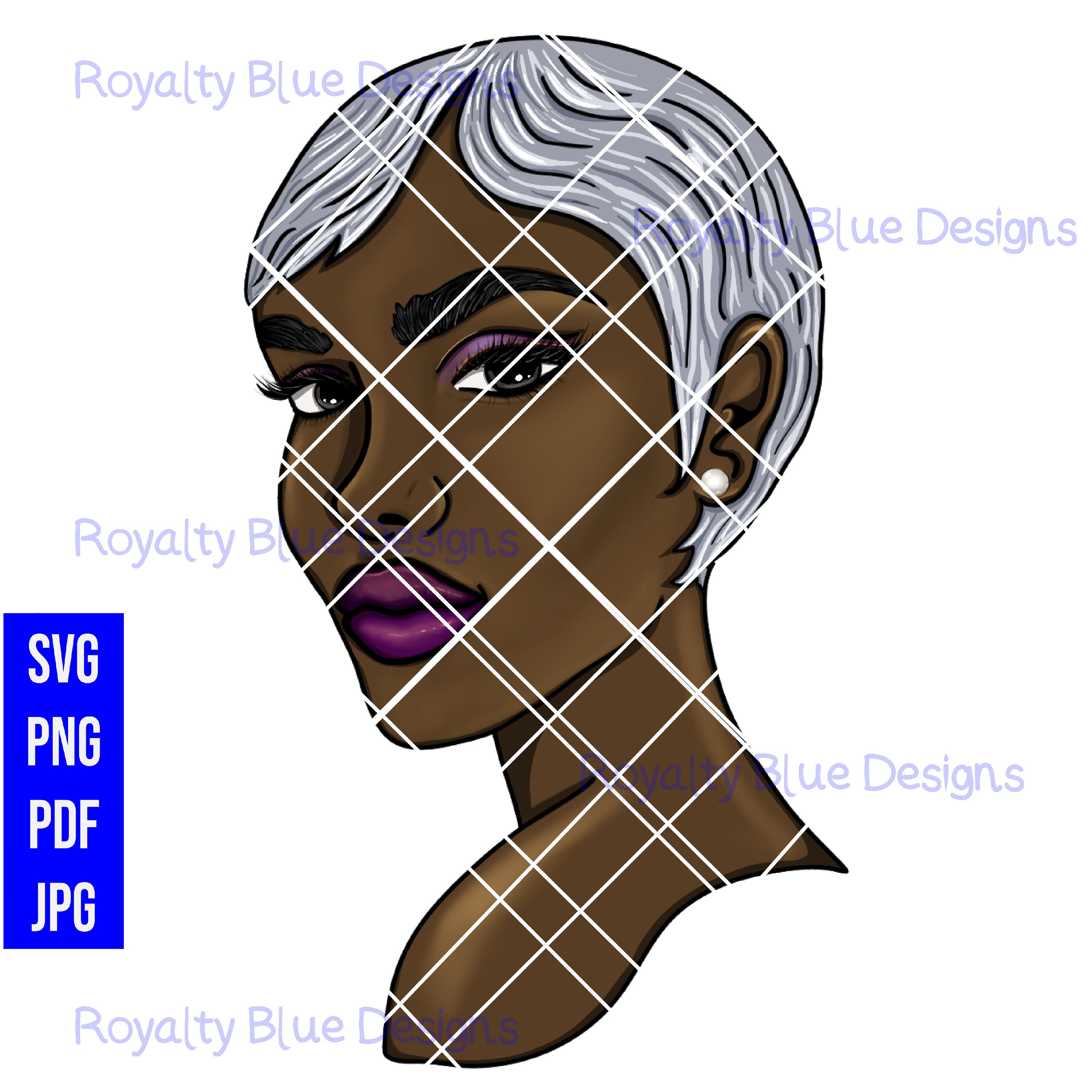Download Jina 2 Gray Hair Svg Png Black Woman Silver Fox Gray Hair Beautiful Skin Wavy Short Hair Black Girl Magic Earring Cut Digital