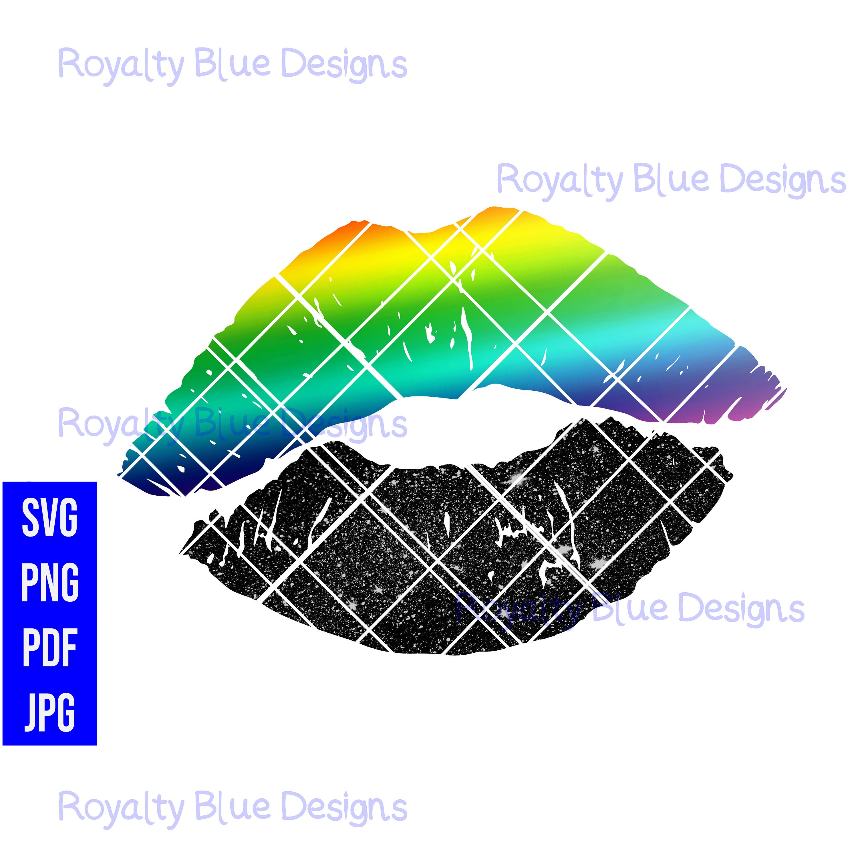 KISSES RAINBOW Bundle 6 Svg Png Pdf Jpg Lipstick Prints Etsy