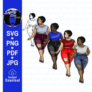 MISS T SASSY SHORTS Bundle,svg, png, pdf, thick full body bbw, curvy sexy ripped cut off  jeans, fashion, natural short black hair, digital