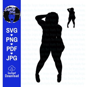 BODIED SILHOUETTE BBW, svg, png, curvy woman posing, thick girl, black women, afro big hair, silhouettes, cut file, digital, instant, best
