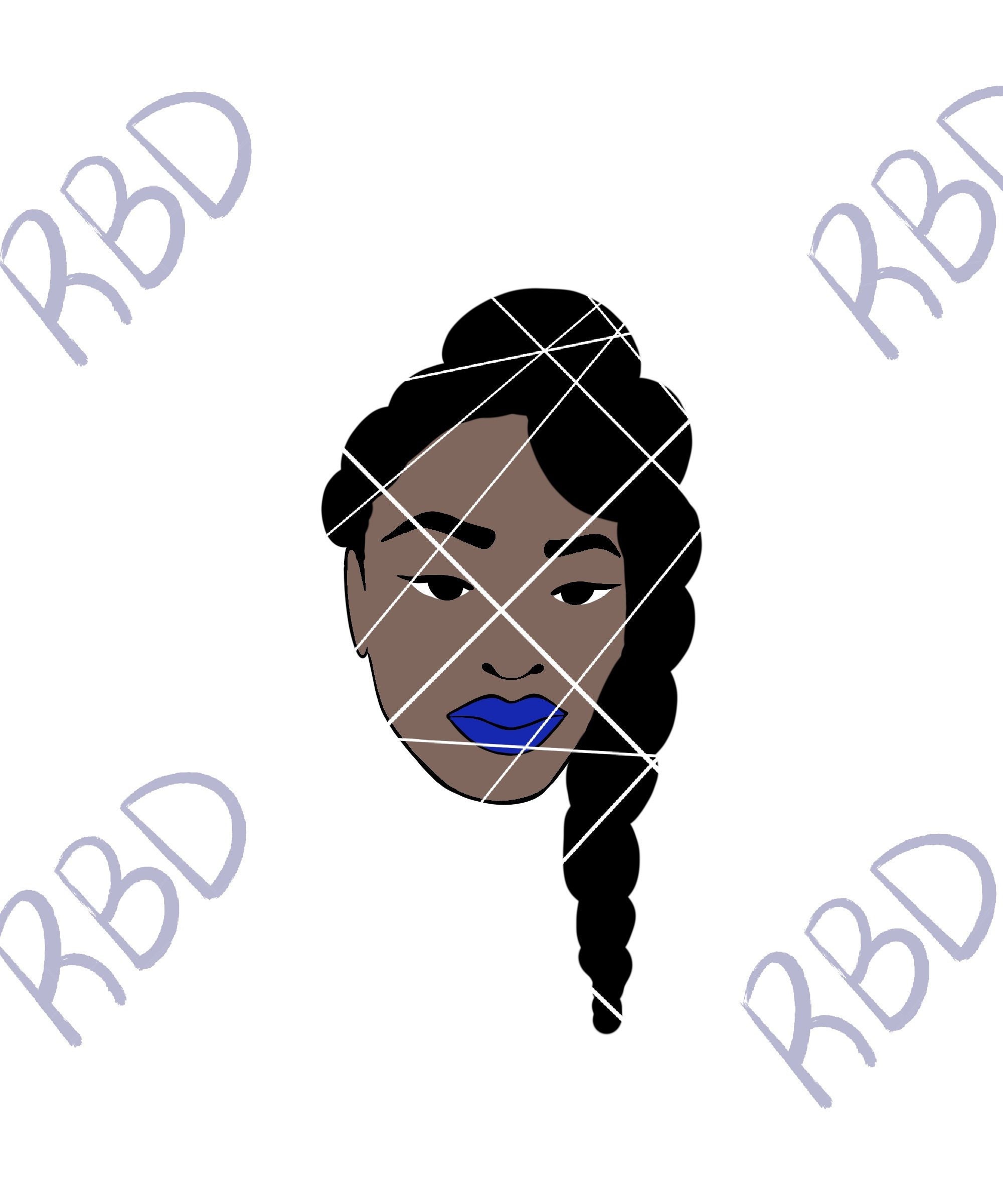 Empress Side Braid Svg Png Pdf Jpg Customize Skin And Lip Colors Separate Skin Layer Black Girl Printable Digital Downloads Instant