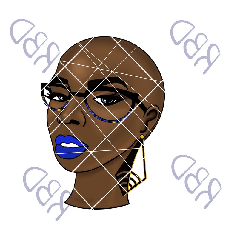 Download RISSA RED svg png pdf BALD black woman short afro | Etsy