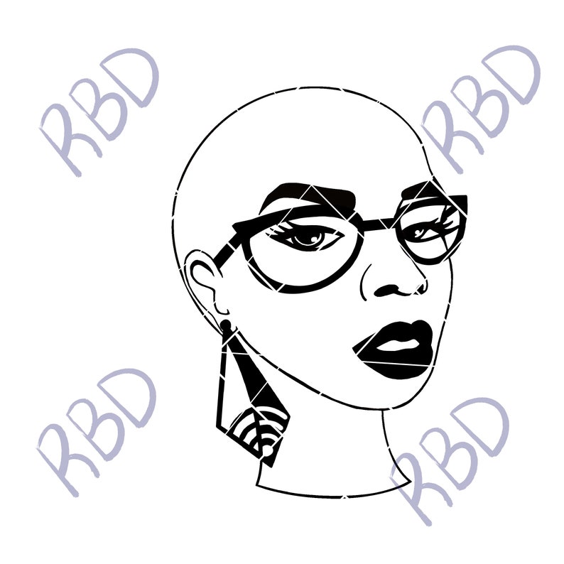 Download RISSA RED svg png pdf BALD black woman short afro | Etsy