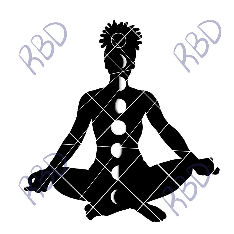 Download Clip Art Art Collectibles Yoga Poses Png Pdf Svg Digital Download Black Woman Silhouette Lunar Meta Moon Phases Afro Locs Meditation Full Crescent Half Moon