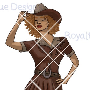 Cowgirls 1, Svg, Png, Curvy Ginger Cowgirl With Natural Afro Hair