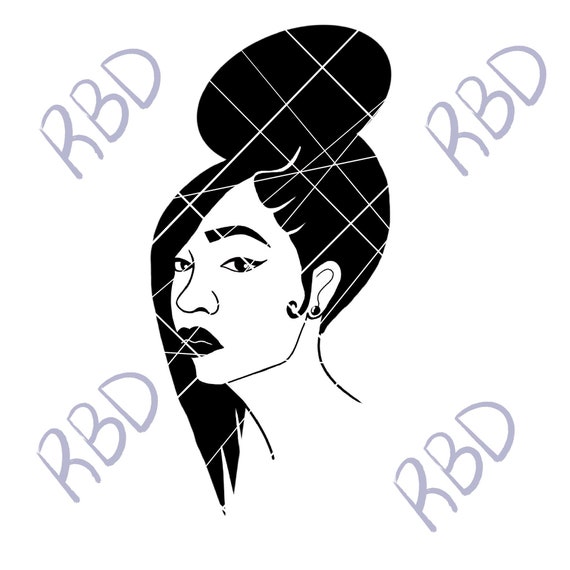 Morgan Top Bun Svg Pdf Png Side Bangs Lipstick Black Etsy