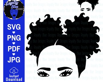 BABY AFRO PUFFS, svg, png, pdf, jpg, digital download, cut file, curly hair, lashes, little girl, kid clip art, best, cricut design space