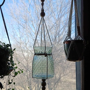 Glass Macrame Plant Hanger - Propagation, Vase, Candle Holder