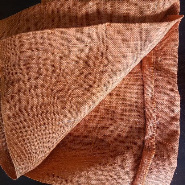 1970s burnt orange linen fabric