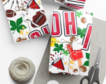 Ohio State Buckeyes Wrapping Paper: Football Sports Fan Gift