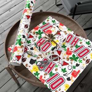 Ohio State Wrapping Paper, Football Themed Gift Wrap for OSU Fans, Unique, Party, Decor, Sports Fan Gift Buckeyes Wrapping Christmas Holiday