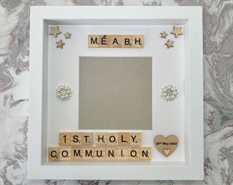 Personalised Communion Scrabble White Frame