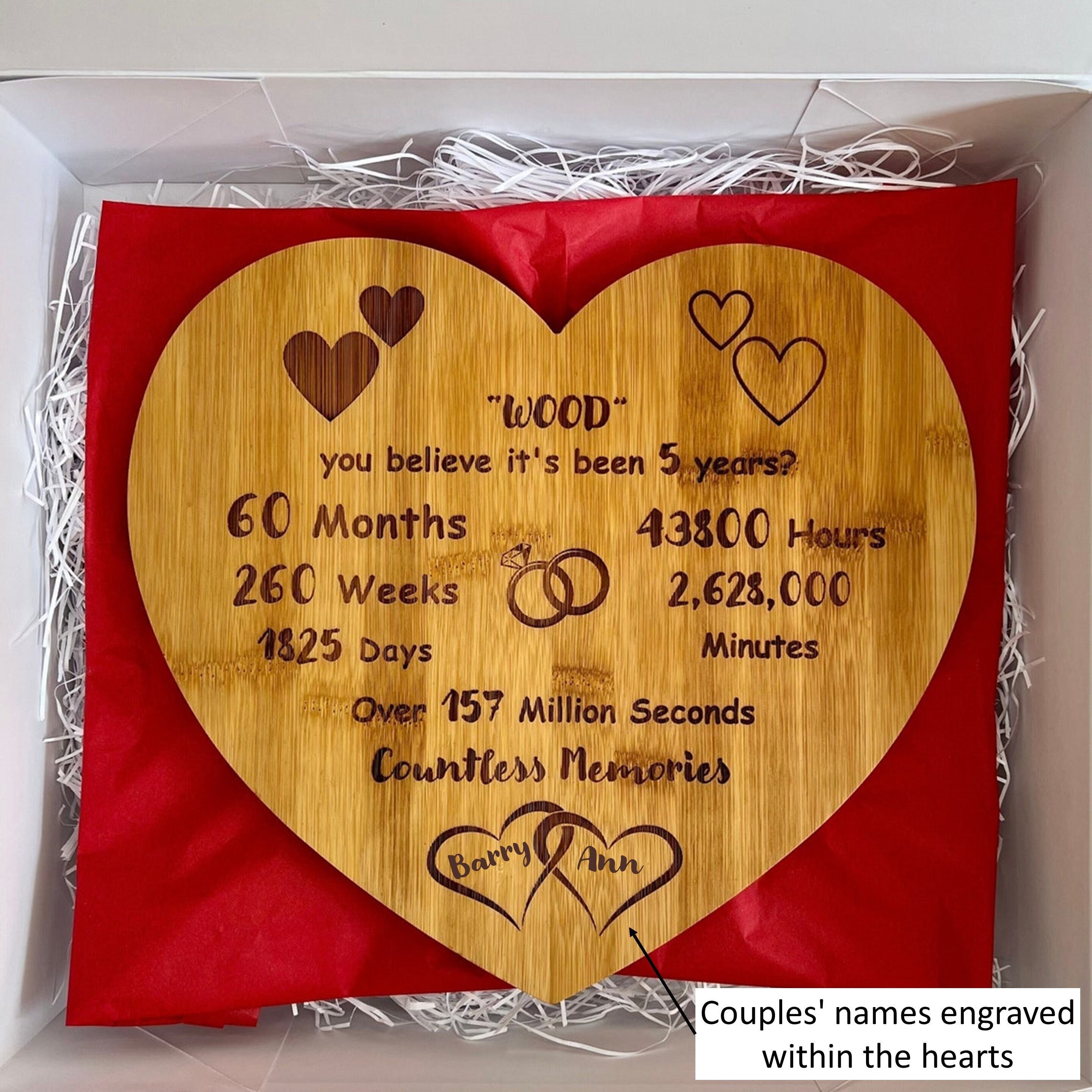 5 Year Anniversary Gift for Him, Wood Anniversary Gifts for Wife, Engraved  Wood Gifts for Men, Husband Anniversary, 5th Anniversary Gift 