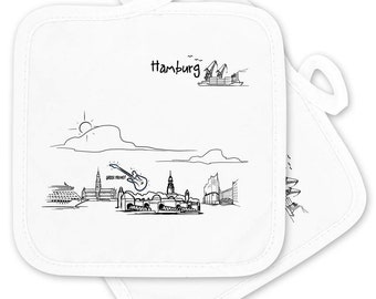 Topflappen-Set ''Skyline Hamburg''