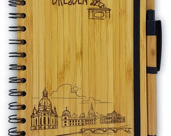 Notizbuch aus Bambus "Skyline Dresden"