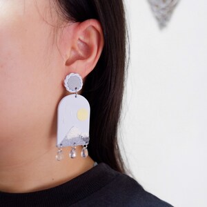 Snow Mountain Polymer Clay Earrings Landscape Earrings Statement Earrings image 3