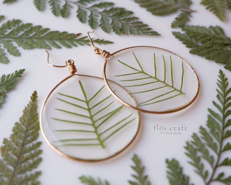 Real Leaves Pressed Flower Earrings Resin Earrings Gift For Her Natural Style Earrings Drop Earrings Dramatic Earrings