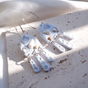 Seashell Polymer Clay Earrings Pearl Earrings Christmas Earrings Gemstone Earrings Statement Earrings Hoops Earrings image 4