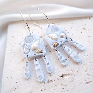 Seashell Polymer Clay Earrings Pearl Earrings Christmas Earrings Gemstone Earrings Statement Earrings Hoops Earrings image 6