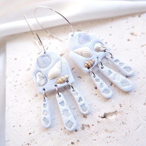 Seashell Polymer Clay Earrings Pearl Earrings Christmas Earrings Gemstone Earrings Statement Earrings Hoops Earrings image 5