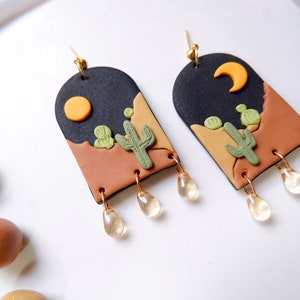 Cactus Polymer Clay Earrings Desert Earrings Plant Earrings Statement Earrings Landscape Earrings image 8