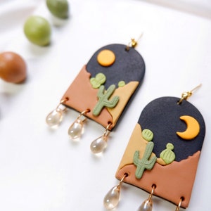 Cactus Polymer Clay Earrings Desert Earrings Plant Earrings Statement Earrings Landscape Earrings image 4