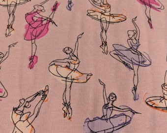 100/% Cotton Fabric John Louden Little Ballerina Girls Dancing Ballet Dance