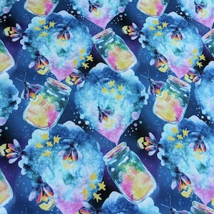 Little Johnny Magic Fireflies 100% Cotton Fabric by the Metre, Half Metre and Fat Quarter
