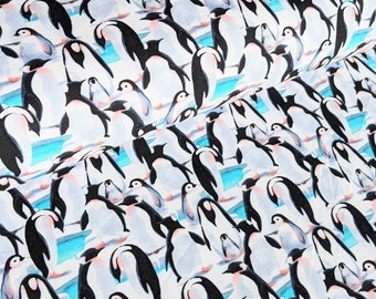 Penguins Cotton Jersey Fabric, by the metre or half metre