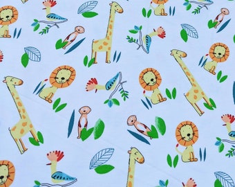 Cute Animal Cotton Jersey Fabric by the metre or half metre