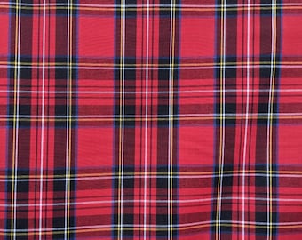 Red Royal Stewart 100% Cotton Tartan, Check Fabric buy the Metre, Half Metre or Fat Quarter
