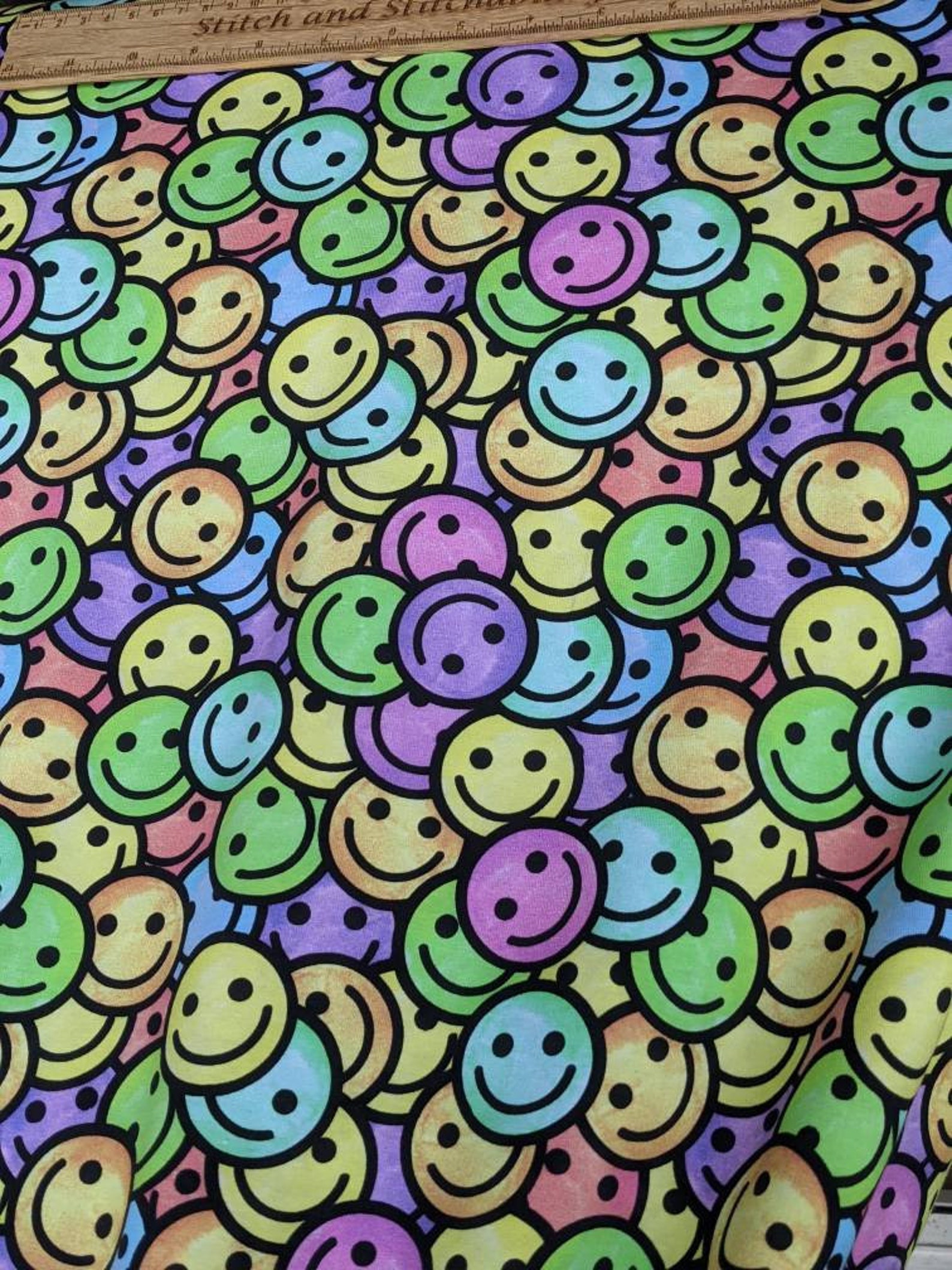 Smiley Faces Cotton Jersey Fabric Etsy