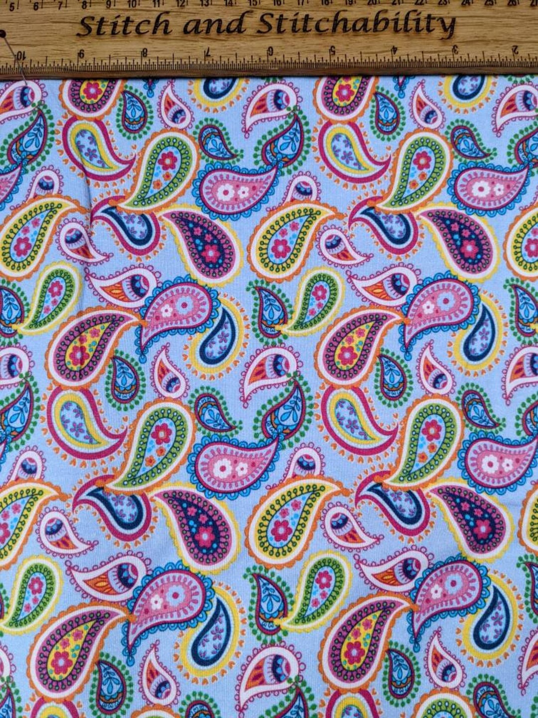 Paisley Cotton Jersey Fabric, Stretch Jersey Etsy Polska