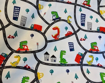 Dinosaur City Cotton Jersey Fabric