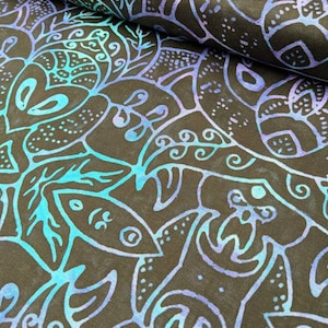 Swirly Leaves Batik 100% Cotton Digital Print Fabric by the Metre, Half Metre and Fat Quarter