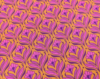 Retro Linen Blend Fabric, by the metre or half metre, retro linen, retro print, summer fabric