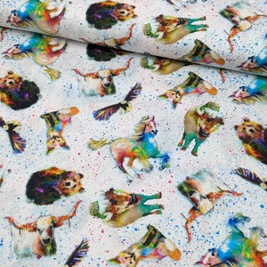 Whimsical West, 3 Wishes, 100% Cotton Fabric by the Metre, Half Metre and Fat Quarter, Wild West Animals